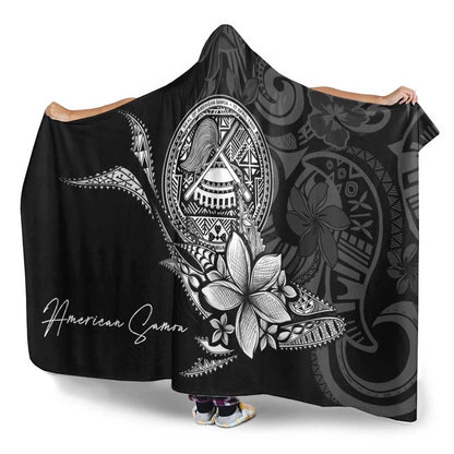 American Samoa Hooded Blanket - Fish With Plumeria Flowers Style