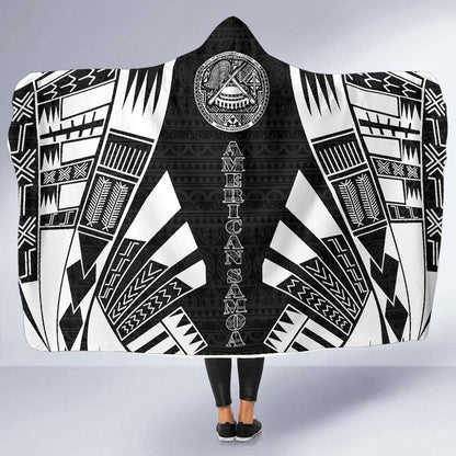 American Samoa Hooded Blanket - Polynesian Tattoo Black