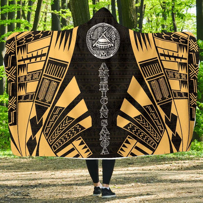 American Samoa Hooded Blanket - Polynesian Tattoo Gold