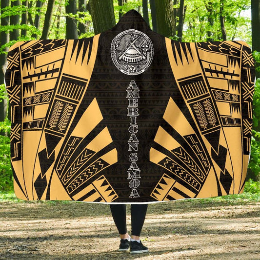 American Samoa Hooded Blanket - Polynesian Tattoo Gold
