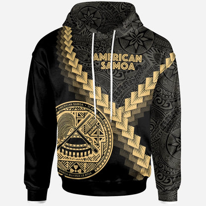 American Samoa Hoodie - American Samoa Coat Of Arms With Polynesian Tattoo Gold