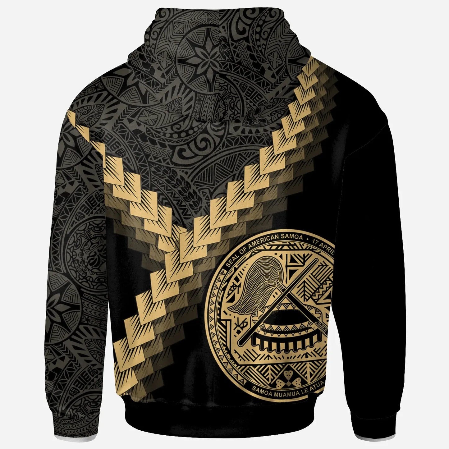 American Samoa Hoodie - American Samoa Coat Of Arms With Polynesian Tattoo Gold