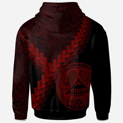 American Samoa Hoodie - American Samoa Coat Of Arms With Polynesian Tattoo Red