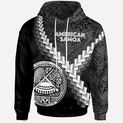 American Samoa Hoodie - American Samoa Coat Of Arms With Polynesian Tattoo White