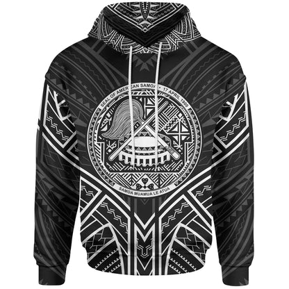 American Samoa Hoodie - American Samoa Seal Black Tribal Patterns