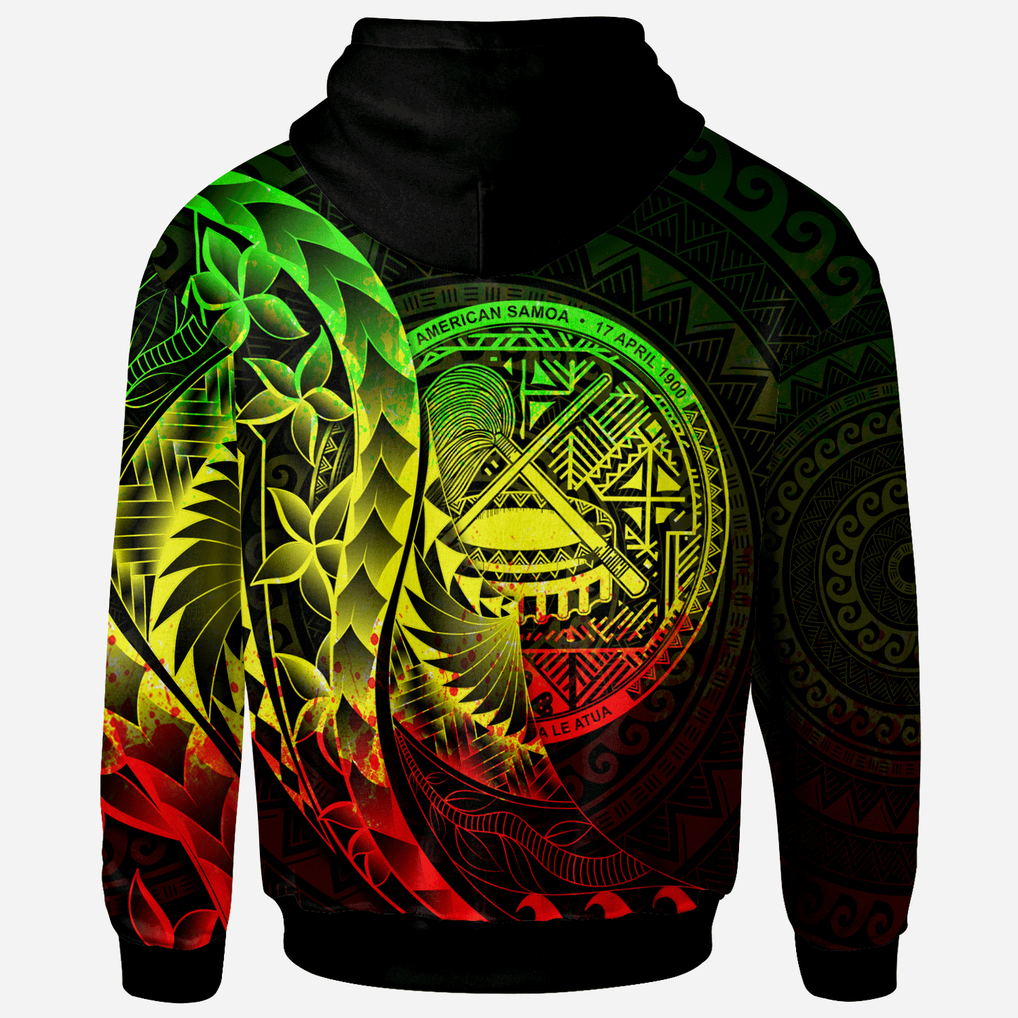 American Samoa Hoodie - Custom Personalised Polynesian Pattern Style Reggae Color
