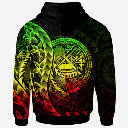 American Samoa Hoodie - Custom Personalised Polynesian Pattern Style Reggae Color