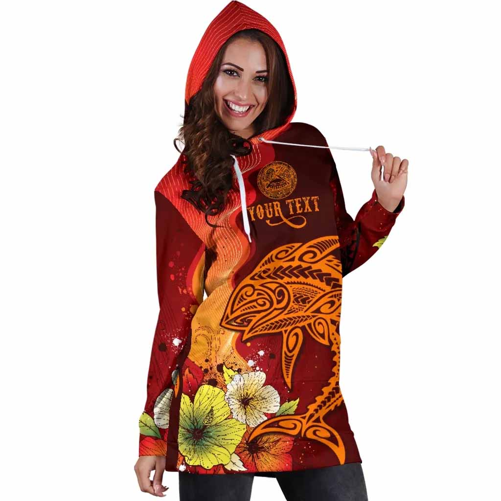 American Samoa Personalised Custom Female Hoodie Dress - Tribal Tuna Fish