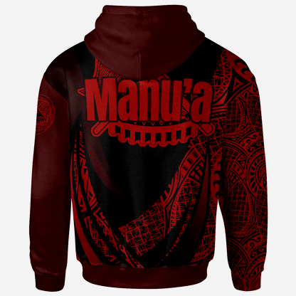 American Samoa Hoodie - Manu'a Ofu Polynesian Red Patterns Sport Style