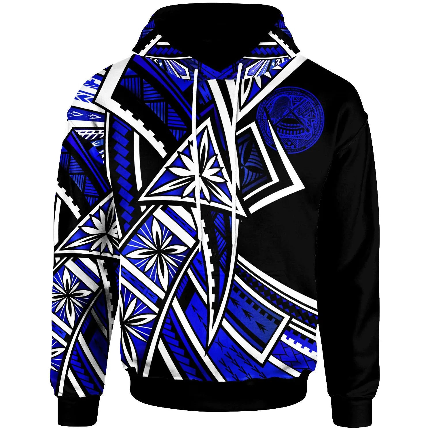 American Samoa Hoodie - Tribal Flower Special Pattern Blue Color
