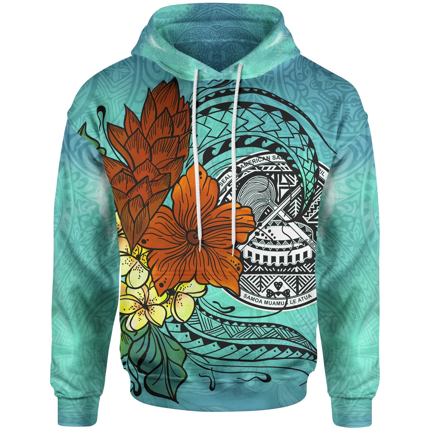 American Samoa Hoodie - Tropical Flowers Style
