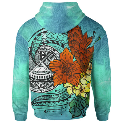 American Samoa Hoodie - Tropical Flowers Style