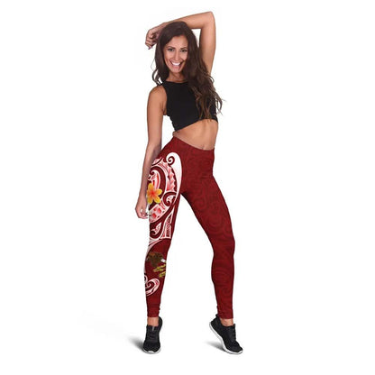 American Samoa Legging - AS Seal  Polynesian Patterns Plumeria