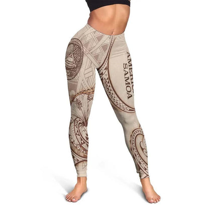 American Samoa Legging - Hibiscus Flowers Vintage Style