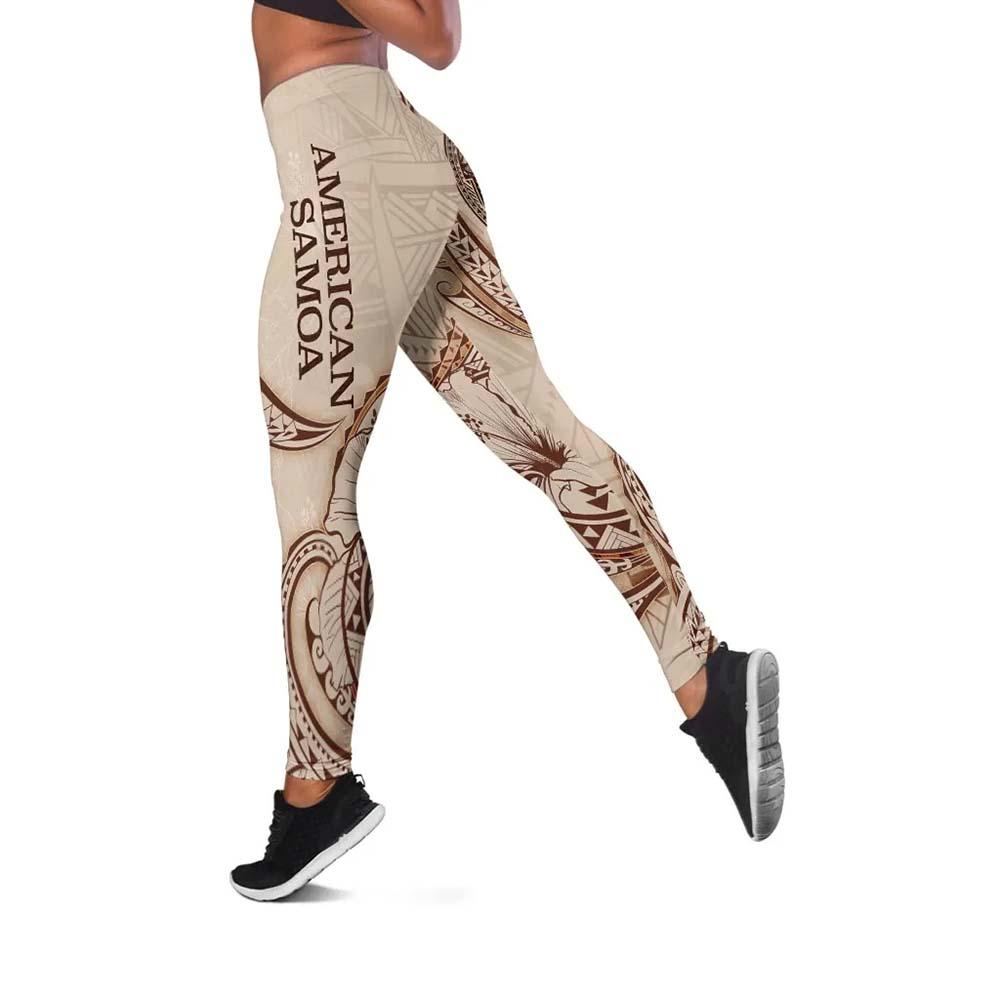 American Samoa Legging - Hibiscus Flowers Vintage Style