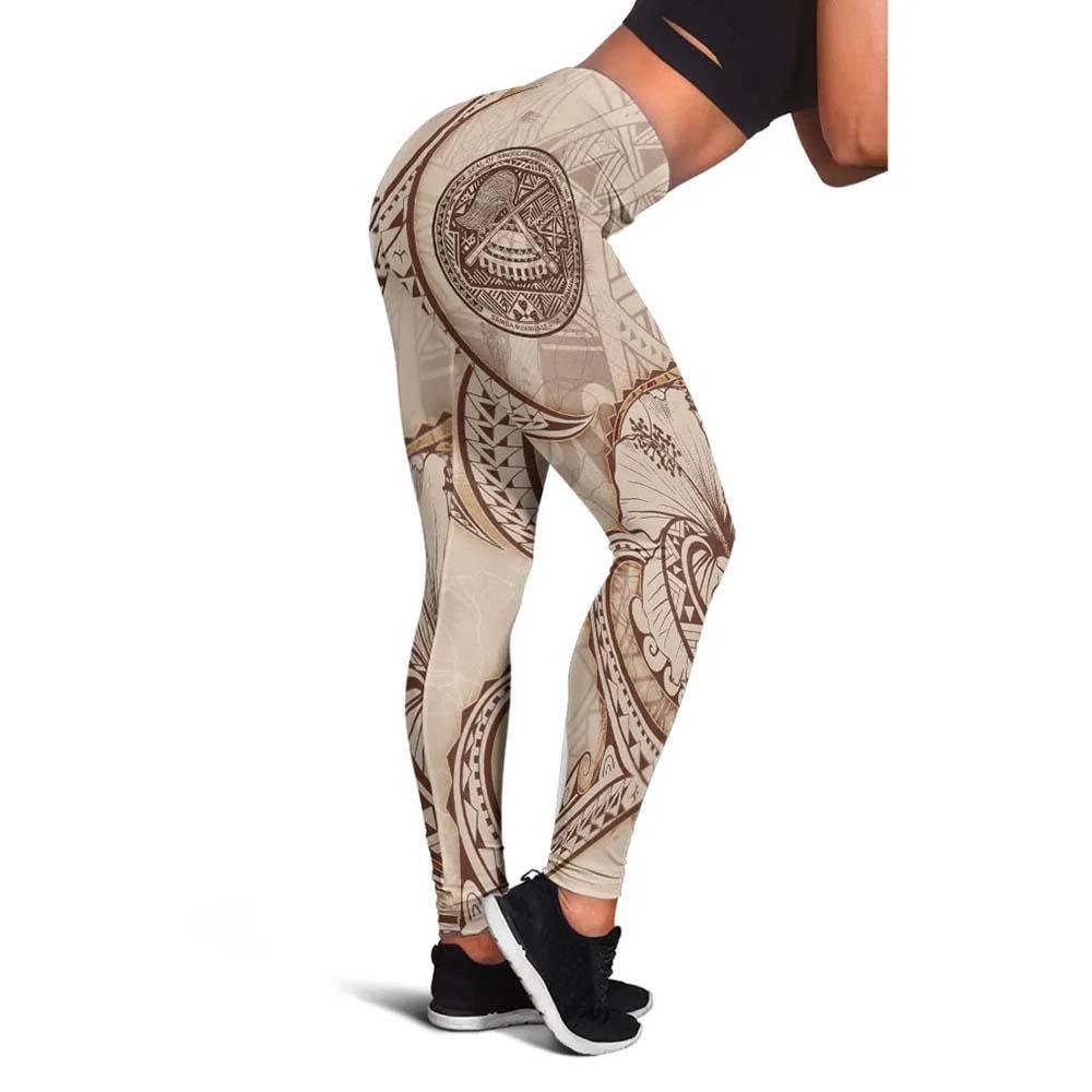 American Samoa Legging - Hibiscus Flowers Vintage Style