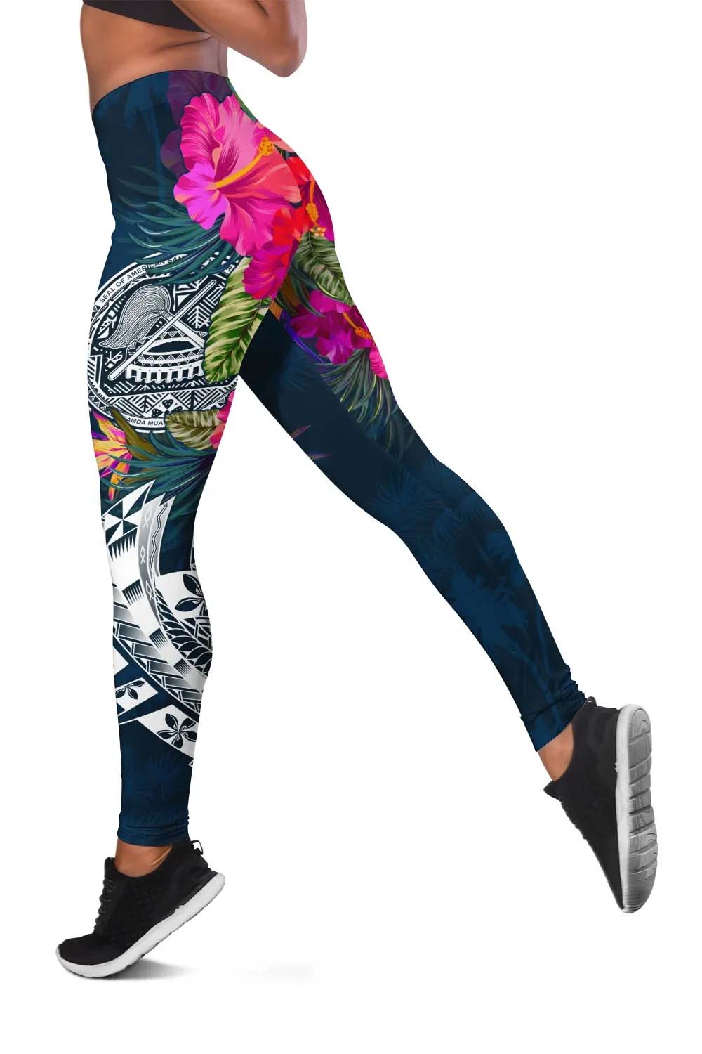 American Samoa Legging - Polynesian Hibiscus with Summer Vibes
