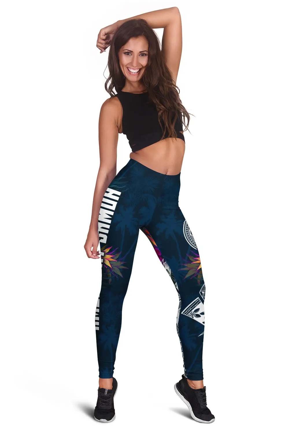 American Samoa Legging - Polynesian Hibiscus with Summer Vibes