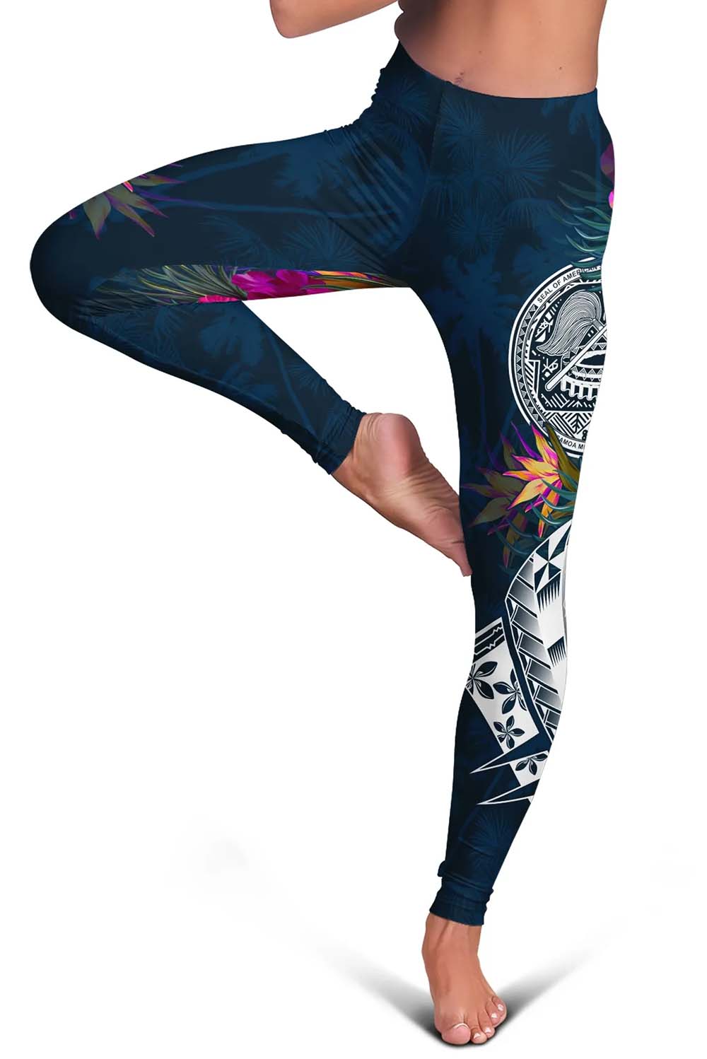 American Samoa Legging - Polynesian Hibiscus with Summer Vibes