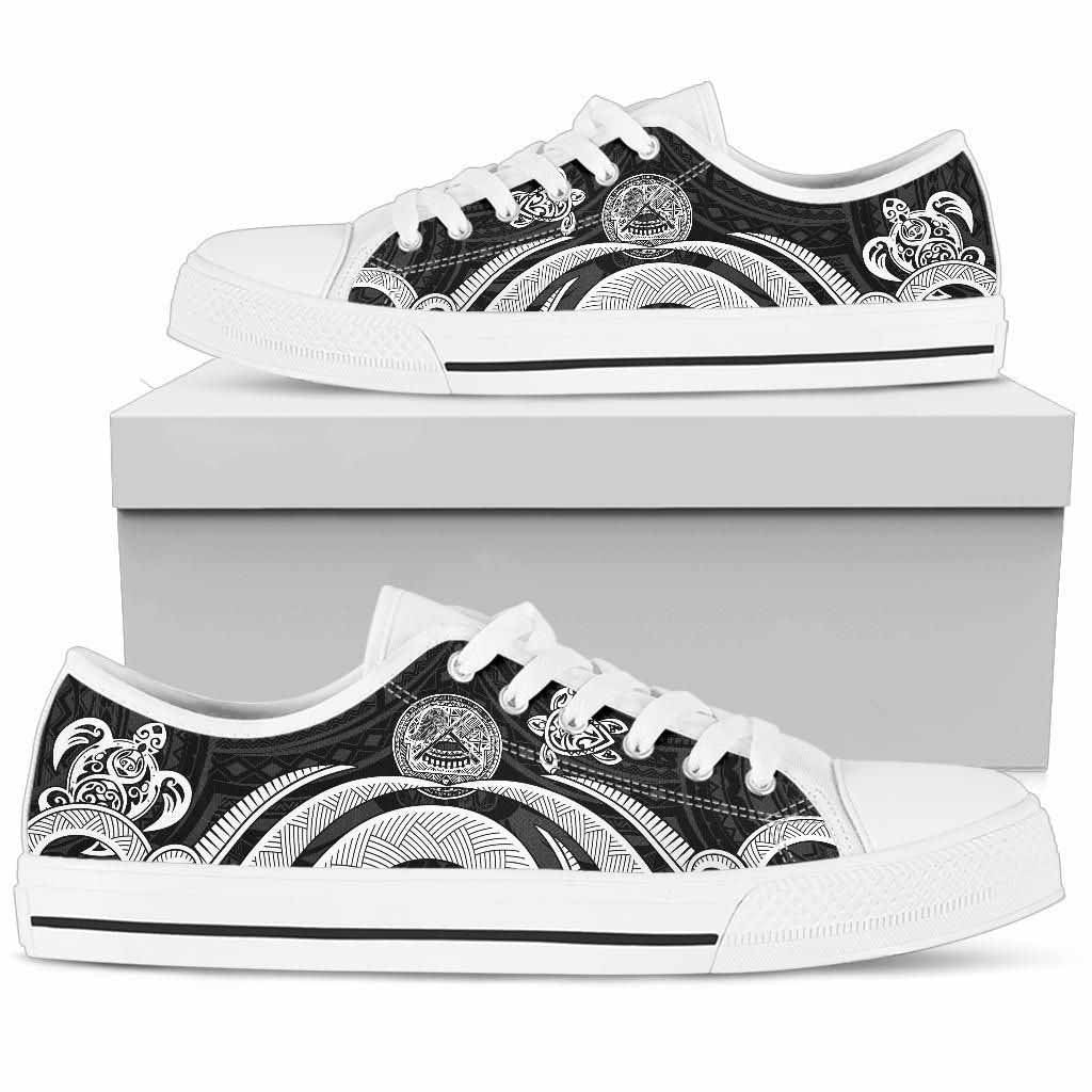 American Samoa Low Top Shoes - White Tentacle Turtle