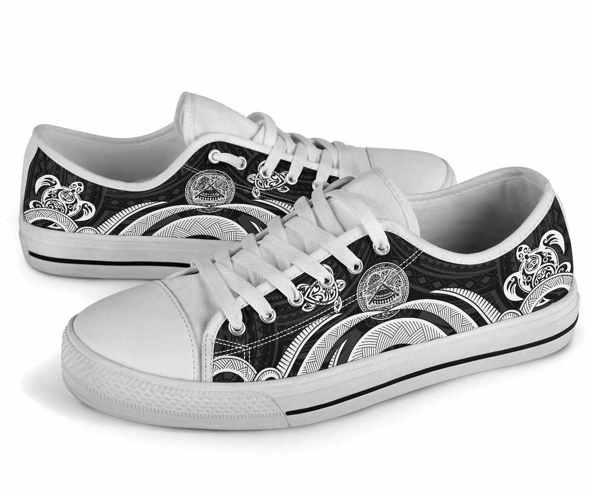 American Samoa Low Top Shoes - White Tentacle Turtle