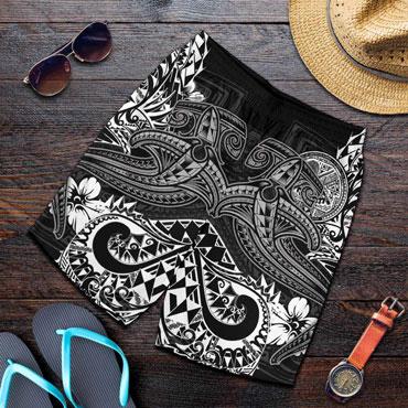 American Samoa Men Shorts - White Shark Polynesian Tattoo