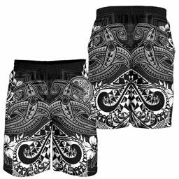 American Samoa Men Shorts - White Shark Polynesian Tattoo