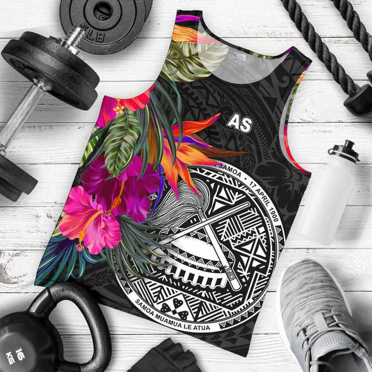 American Samoa Men Tank Top - Polynesian Hibiscus Pattern