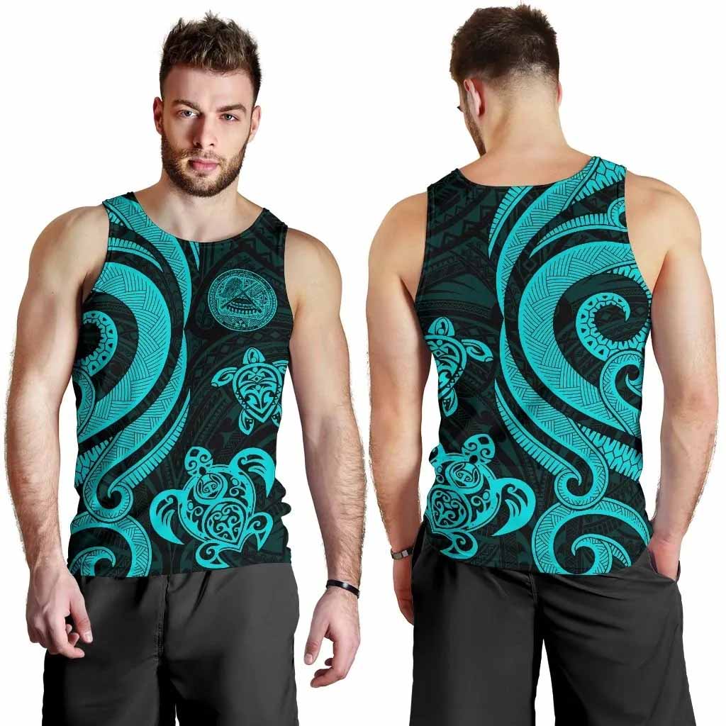 American Samoa Men Tank Top - Turquoise Tentacle Turtle