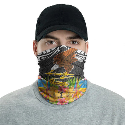 American Samoa Neck Gaiter - Eagle Tribal Floral Pattern