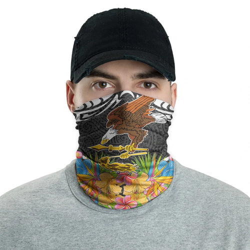 American Samoa Neck Gaiter - Eagle Tribal Floral Pattern