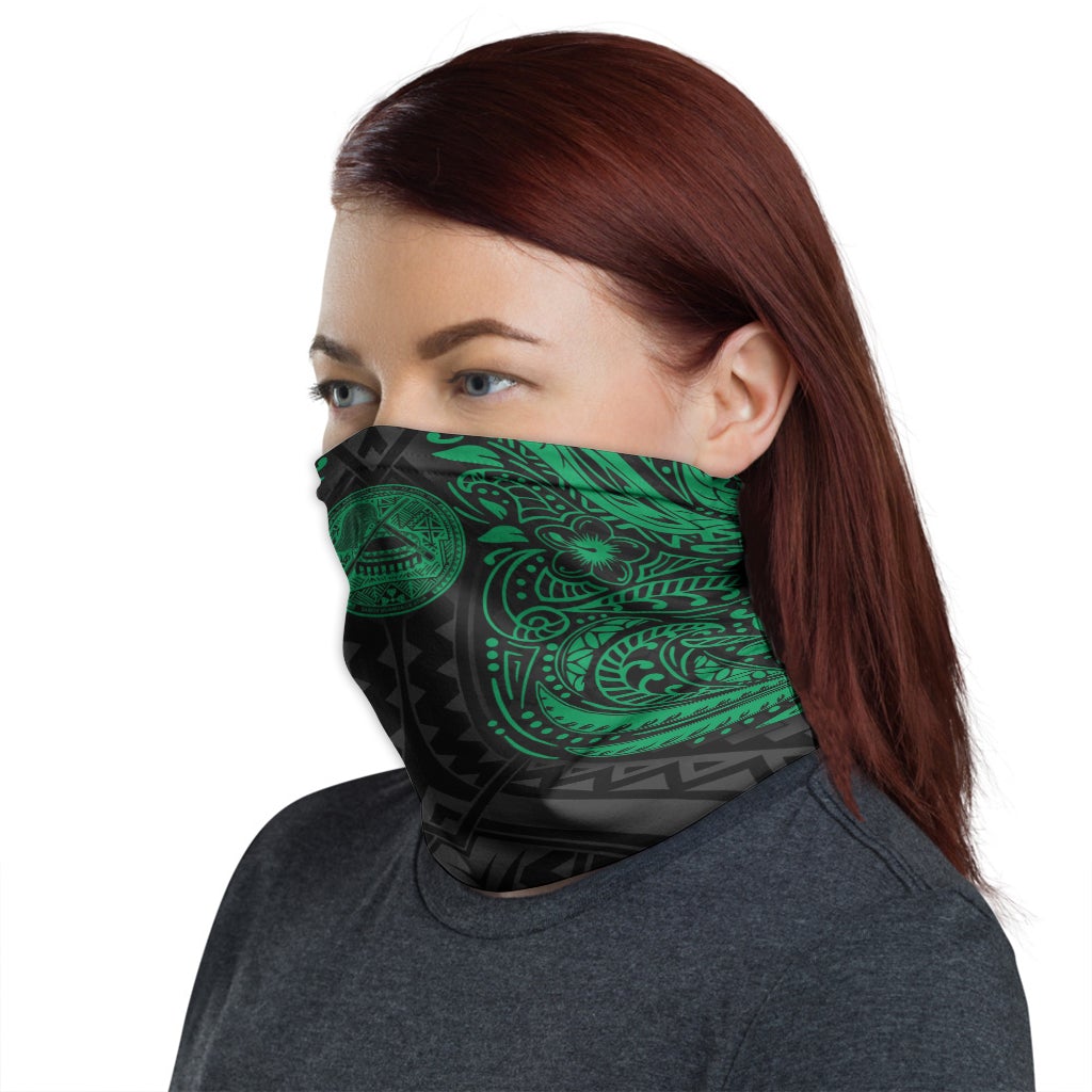 American Samoa Neck Gaiter - Floral Tattoo Green