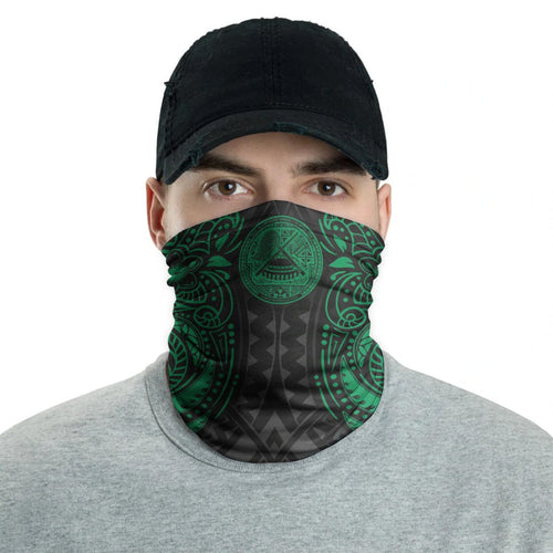 American Samoa Neck Gaiter - Floral Tattoo Green