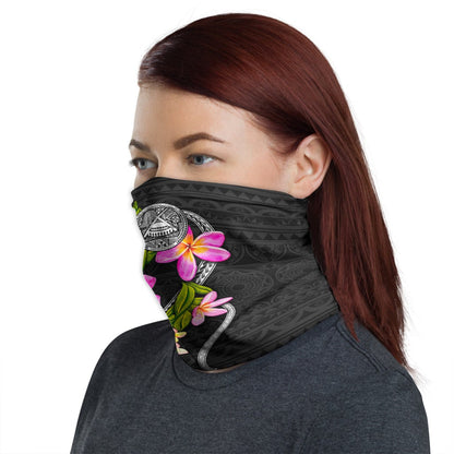 American Samoa Neck Gaiter - Plumeria Tattoo Pink Gold
