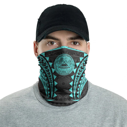 American Samoa Neck Gaiter - Tribal Pattern Turquoise