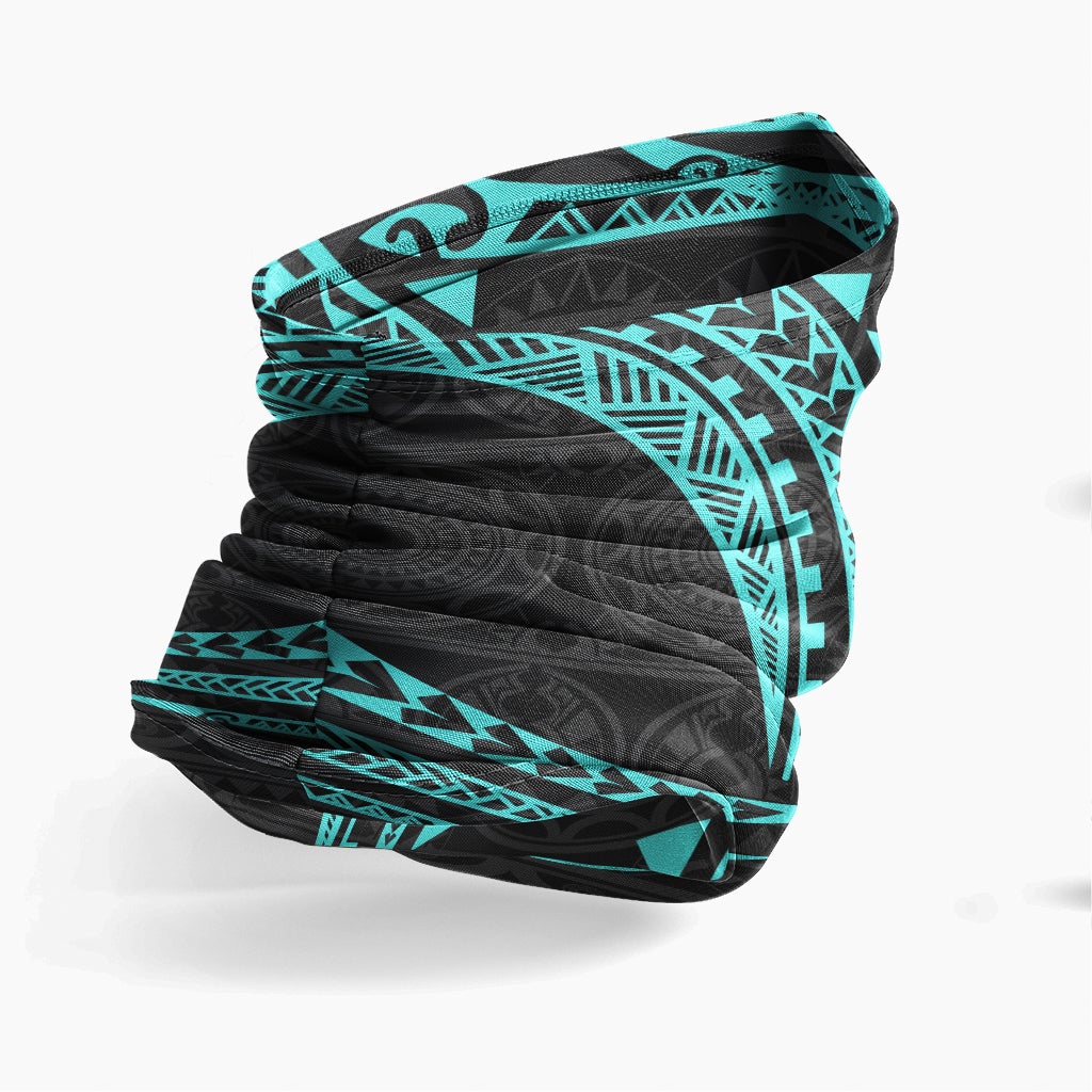 American Samoa Neck Gaiter - Tribal Pattern Turquoise