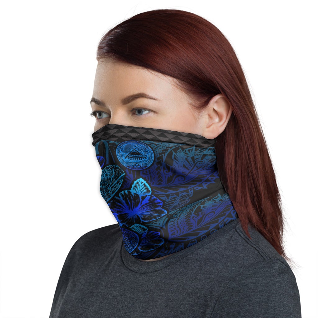 American Samoa Neck Gaiter - Turtle Hibiscus Blue