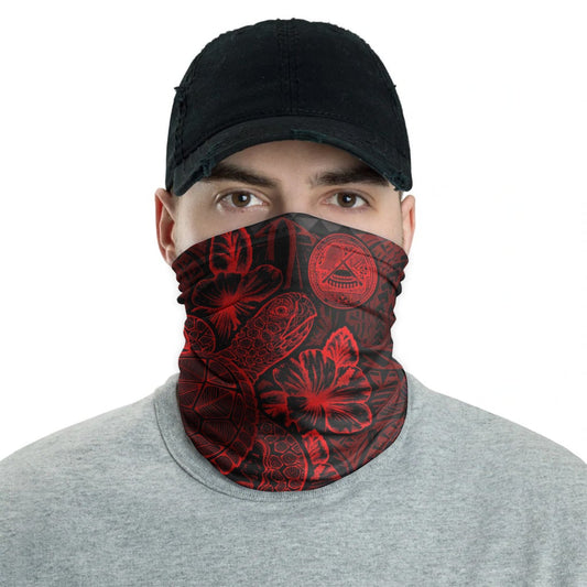American Samoa Neck Gaiter - Turtle Hibiscus Red