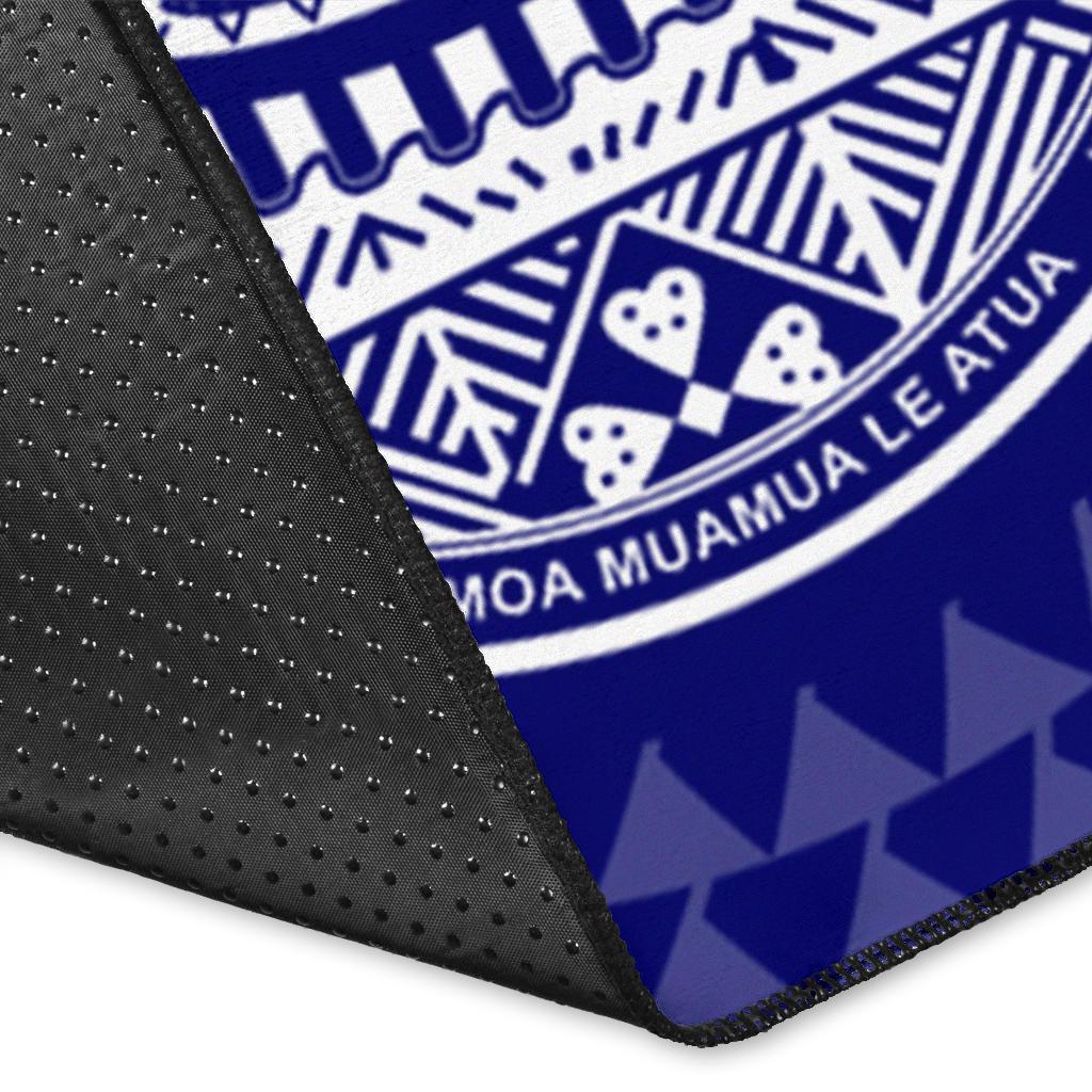 American Samoa Personalised Area Rug - Seal In Polynesian Tattoo Style (Blue) -BN25