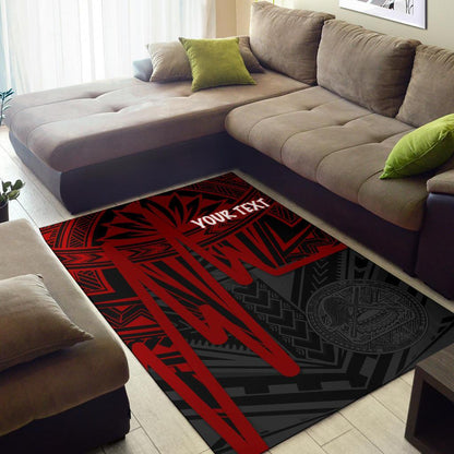 American Samoa Personalised Area Rug - Seal With Polynesian Pattern Heartbeat Style (Red)