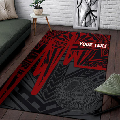 American Samoa Personalised Area Rug - Seal With Polynesian Pattern Heartbeat Style (Red)