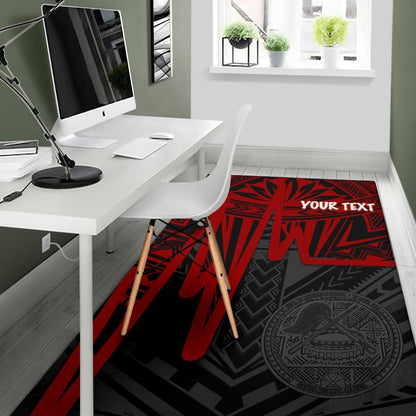 American Samoa Personalised Area Rug - Seal With Polynesian Pattern Heartbeat Style (Red)