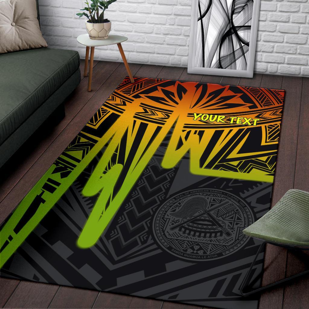 American Samoa Personalised Area Rugs - Seal With Polynesian Pattern Heartbeat Style (Reggae)