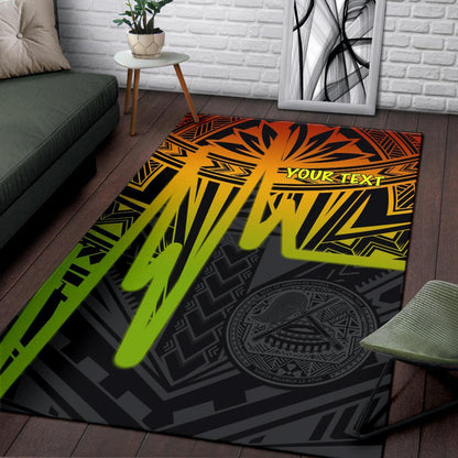 American Samoa Personalised Area Rugs - Seal With Polynesian Pattern Heartbeat Style (Reggae)