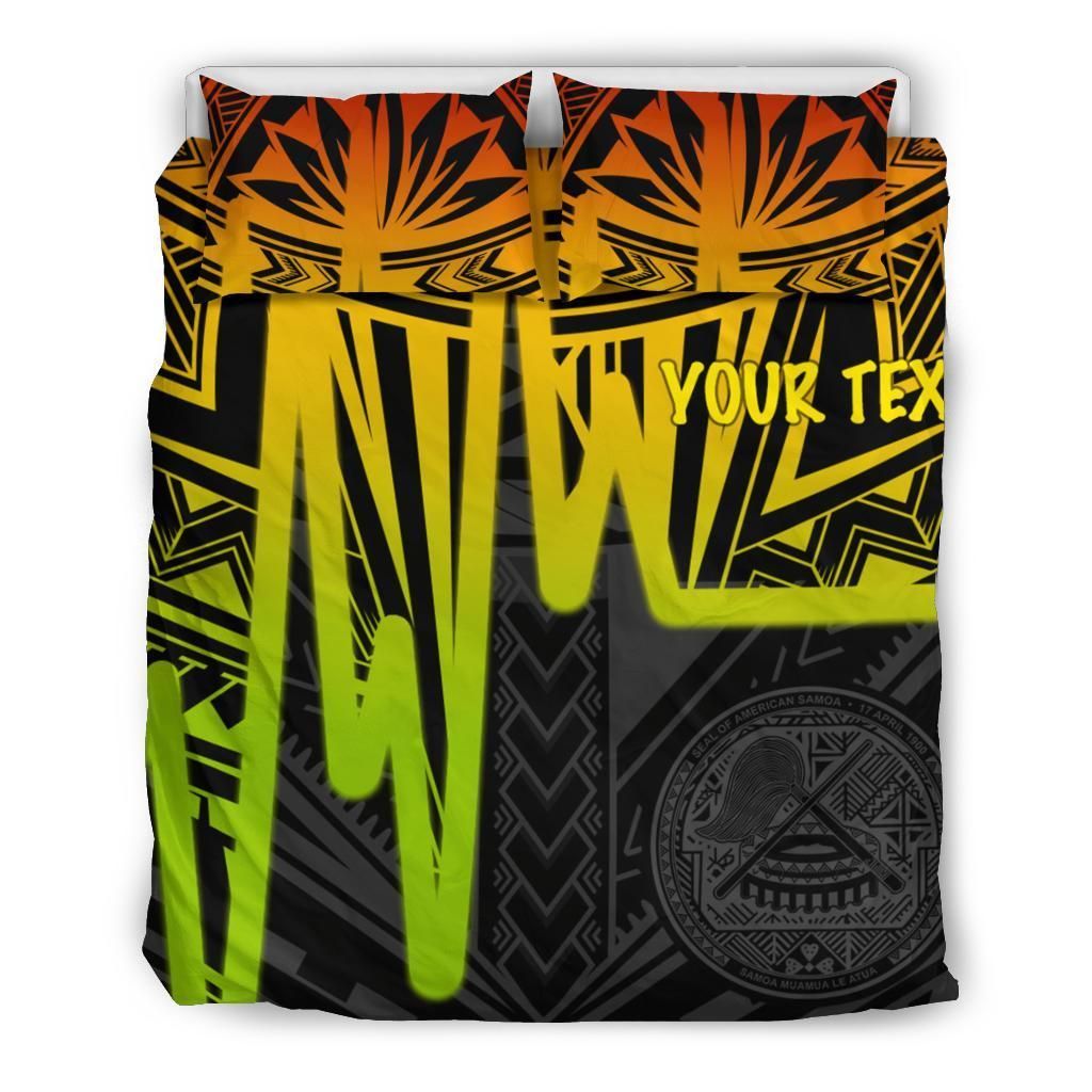 American Samoa Personalised Bedding Set - Seal With Polynesian Pattern Heartbeat Style (Reggea)