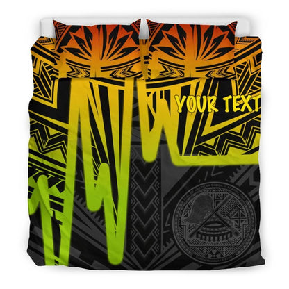 American Samoa Personalised Bedding Set - Seal With Polynesian Pattern Heartbeat Style (Reggea)