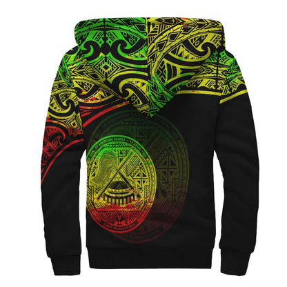 American Samoa Personalised Custom Polynesian Sherpa Hoodie - Curve Reggae