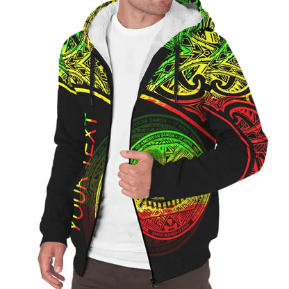 American Samoa Personalised Custom Polynesian Sherpa Hoodie - Curve Reggae