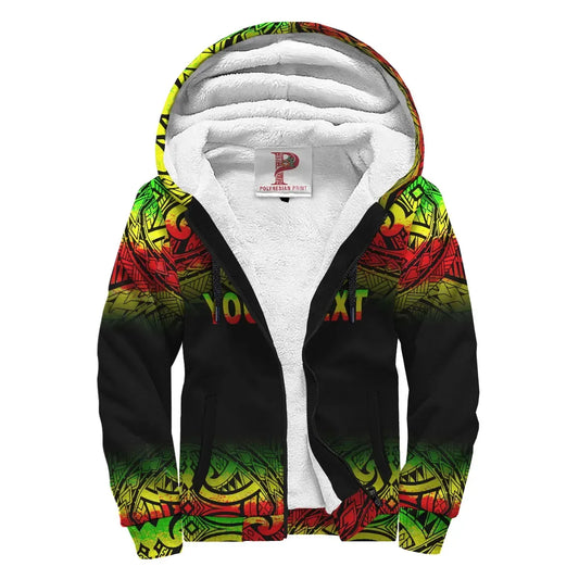 American Samoa Personalised Custom Polynesian Sherpa Hoodie - Fog Reggae
