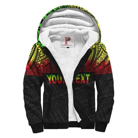 American Samoa Personalised Custom Polynesian Sherpa Hoodie - Horizontal Reggae